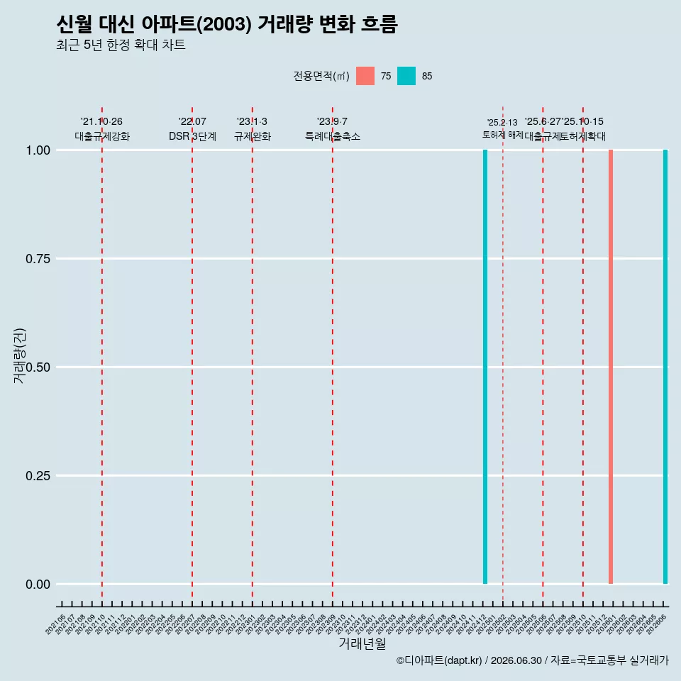 신월 대신 아파트(2003) 거래량 변화 흐름