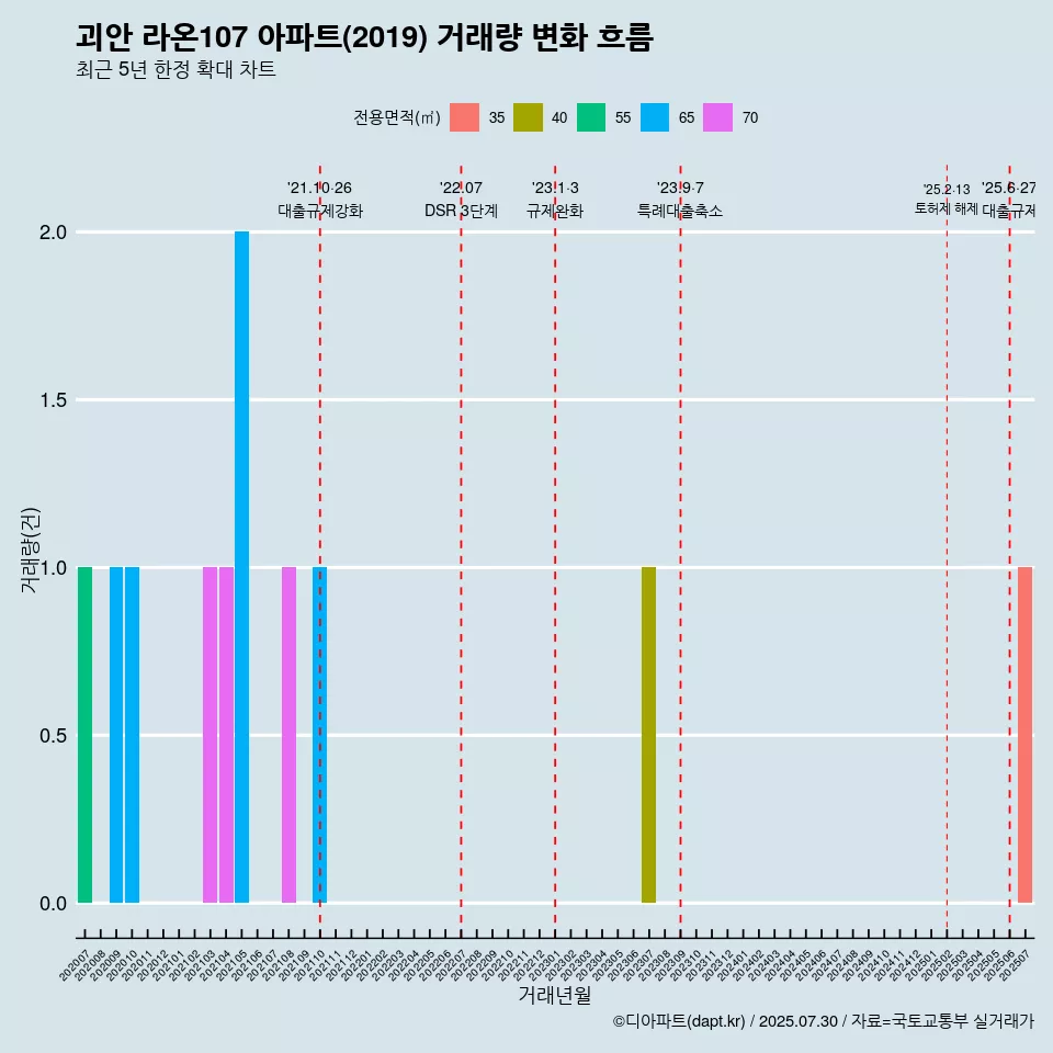 괴안 라온107 아파트(2019) 거래량 변화 흐름