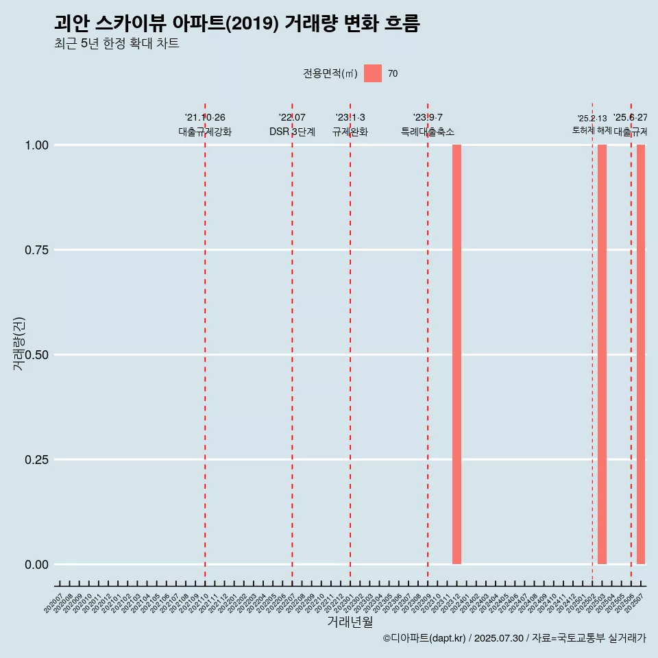 괴안 스카이뷰 아파트(2019) 거래량 변화 흐름