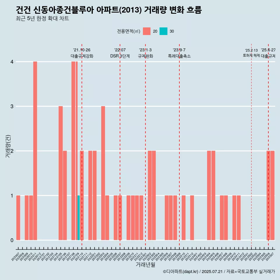 건건 신동아종건블루아 아파트(2013) 거래량 변화 흐름