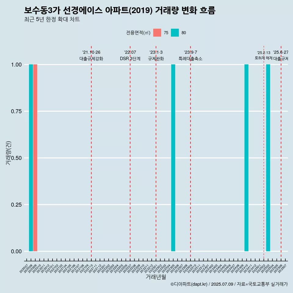 보수동3가 선경에이스 아파트(2019) 거래량 변화 흐름